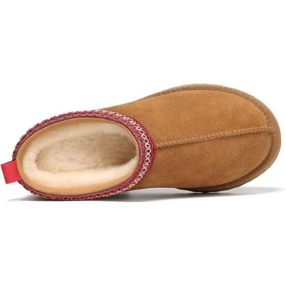 Fuzzy Chestnut Platform Slippers for Women – Stylish Winter Comfort Size 8-8.5 - Picture 5 of 9